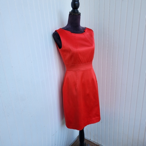 NWOT DAVID MEISTER Pencil Dress Womens Red Sleeveless Lined Carrier Sz 6 - Picture 2 of 15